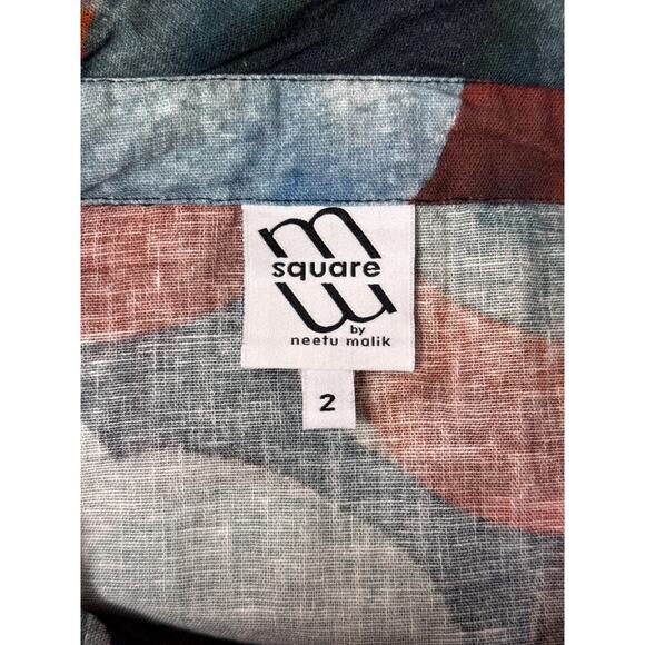 M Square By Neetu Malik Top 2 / US 12 - 14 Womens Printed Gauze Button Shirt - Picture 7 of 8